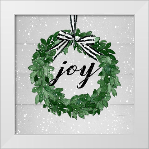 Joy Wreath White Modern Wood Framed Art Print by Robinson, Carol