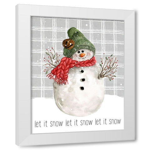Farmhouse Christmas Snowman II White Modern Wood Framed Art Print by Robinson, Carol