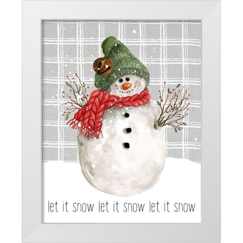 Farmhouse Christmas Snowman II White Modern Wood Framed Art Print by Robinson, Carol