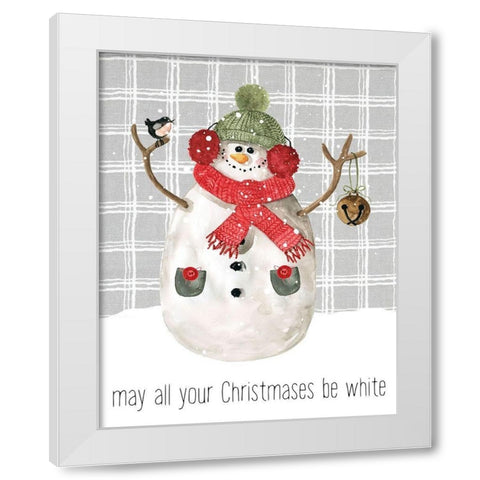 Farmhouse Christmas Snowman III White Modern Wood Framed Art Print by Robinson, Carol