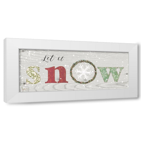 Farmhouse Christmas Snow Sign White Modern Wood Framed Art Print by Finn, Livi