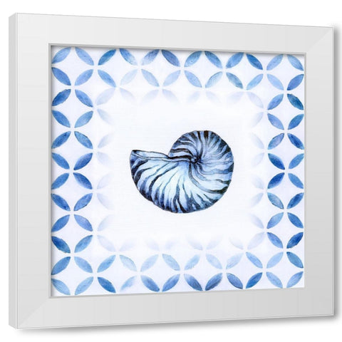 Royal Blue Shell I White Modern Wood Framed Art Print by Tava Studios
