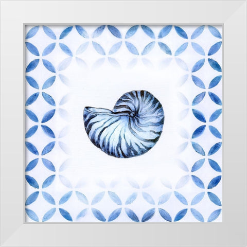 Royal Blue Shell I White Modern Wood Framed Art Print by Tava Studios