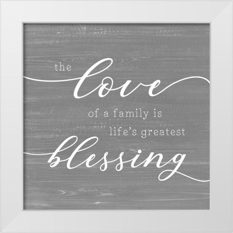 Family Blessing White Modern Wood Framed Art Print by CAD Designs