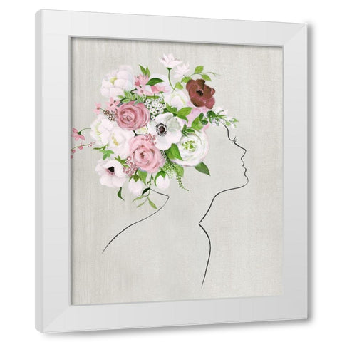 Floral Portrait I White Modern Wood Framed Art Print by Tava Studios