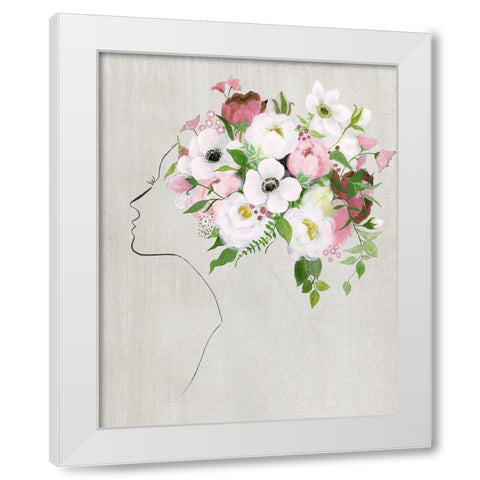 Floral Portrait II White Modern Wood Framed Art Print by Tava Studios