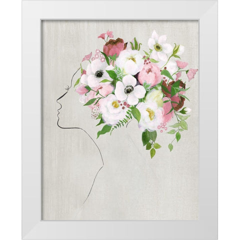 Floral Portrait II White Modern Wood Framed Art Print by Tava Studios