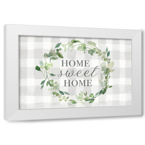 Home Checked Greenery White Modern Wood Framed Art Print by Robinson, Carol