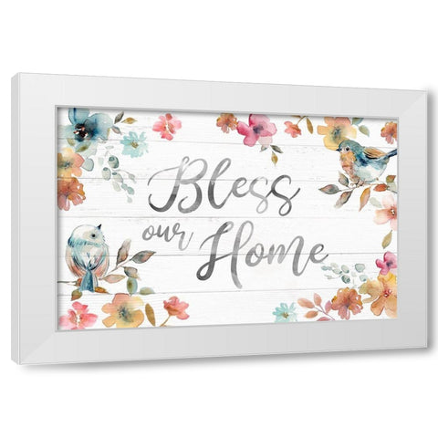 Bless Our Home White Modern Wood Framed Art Print by Robinson, Carol