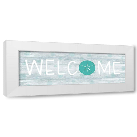 Welcome Shell White Modern Wood Framed Art Print by CAD Designs