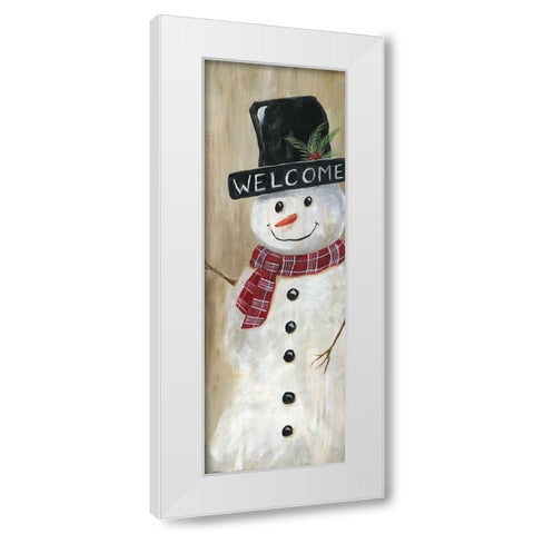 Welcome Snowman White Modern Wood Framed Art Print by Nan