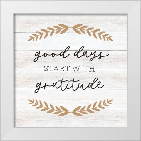 Good Days White Modern Wood Framed Art Print by CAD Designs
