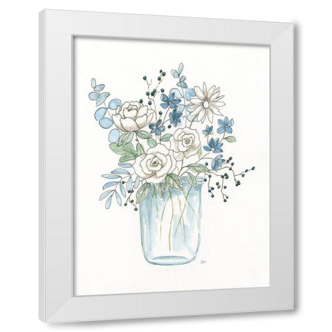 Softly Whisper Bouquet II White Modern Wood Framed Art Print by Nan