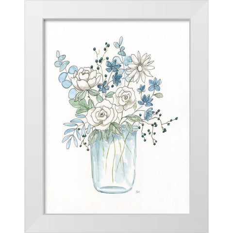 Softly Whisper Bouquet II White Modern Wood Framed Art Print by Nan