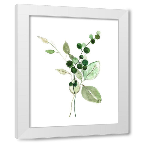 Sprigs in Green I White Modern Wood Framed Art Print by Tava Studios