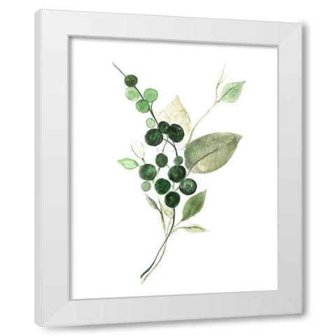 Sprigs in Green II White Modern Wood Framed Art Print by Tava Studios