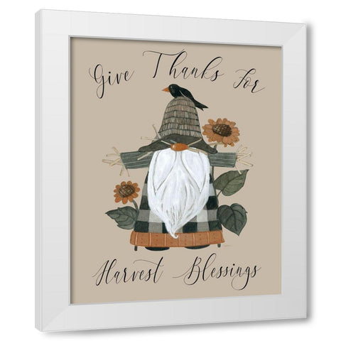Harvest Gnomes Blessing White Modern Wood Framed Art Print by Finn, Livi