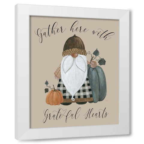 Harvest Gnomes Grateful Hearts White Modern Wood Framed Art Print by Finn, Livi
