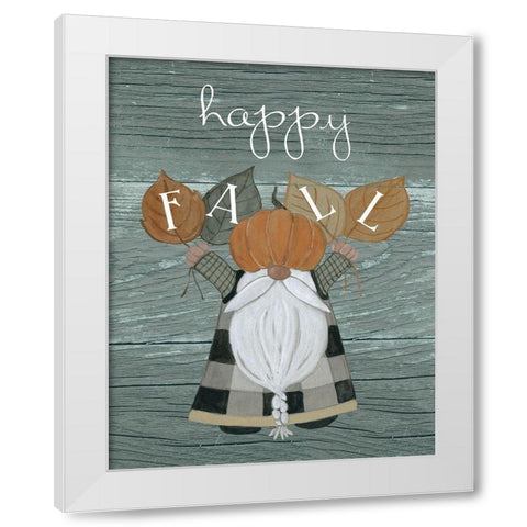 Harvest Gnomes Happy Fall White Modern Wood Framed Art Print by Finn, Livi