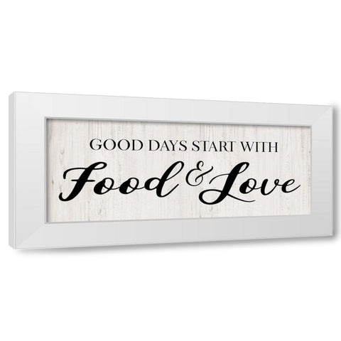 Food and Love White Modern Wood Framed Art Print by CAD Designs