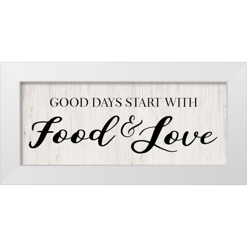 Food and Love White Modern Wood Framed Art Print by CAD Designs