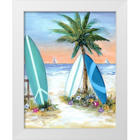 Sunset Surf White Modern Wood Framed Art Print by Dunlap, Marilyn