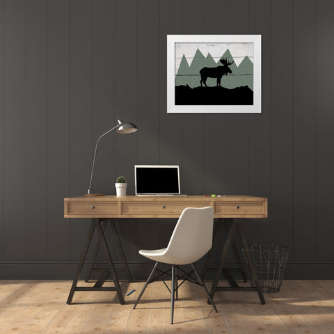 Mountain Moose White Modern Wood Framed Art Print by Craven, Katrina