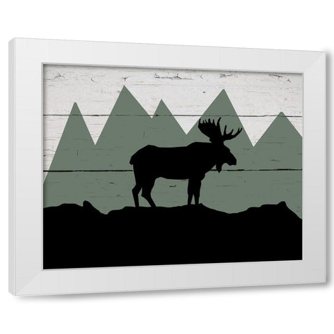 Mountain Moose White Modern Wood Framed Art Print by Craven, Katrina