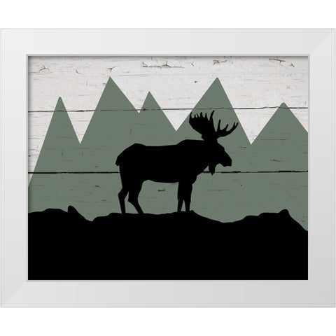 Mountain Moose White Modern Wood Framed Art Print by Craven, Katrina