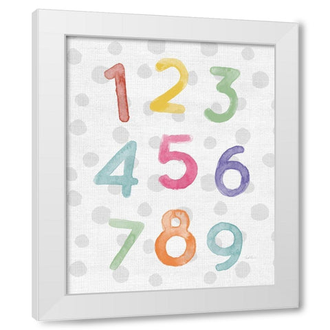 Watercolor Numbers White Modern Wood Framed Art Print by Carpentieri, Natalie