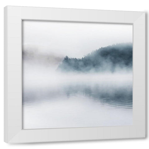 Misty Lake White Modern Wood Framed Art Print by Robinson, Carol
