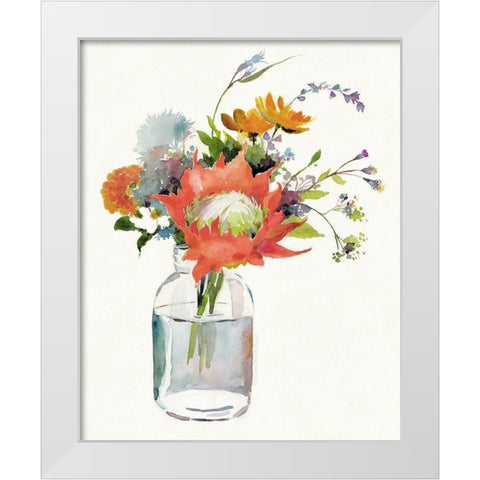 Protea White Modern Wood Framed Art Print by Troise Heidel, Theresa