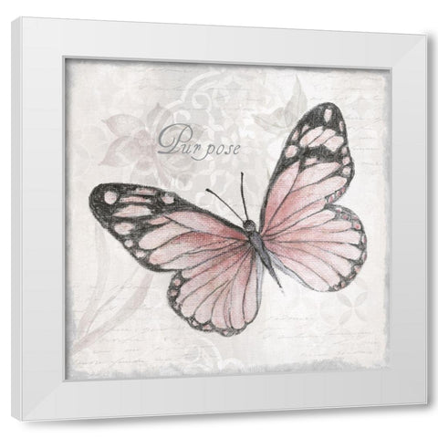 Purpose Butterfly White Modern Wood Framed Art Print by Tava Studios