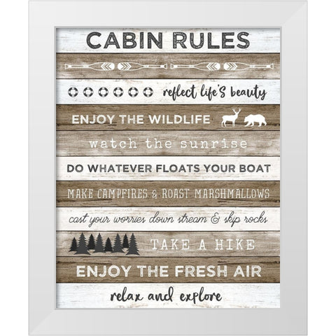 Cabin Rules White Modern Wood Framed Art Print by Carpentieri, Natalie