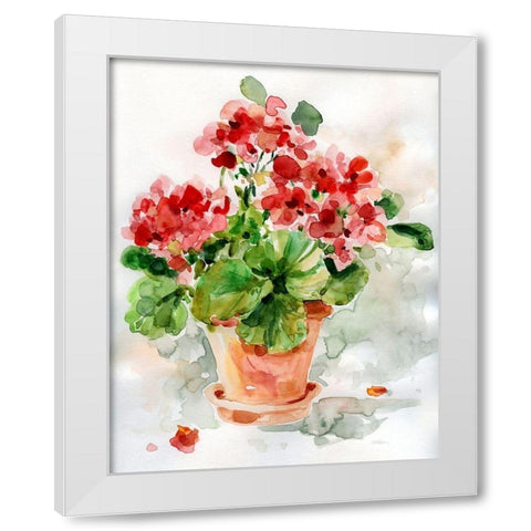Summer Geranium I White Modern Wood Framed Art Print by Robinson, Carol