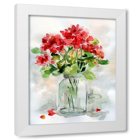 Summer Geranium II White Modern Wood Framed Art Print by Robinson, Carol