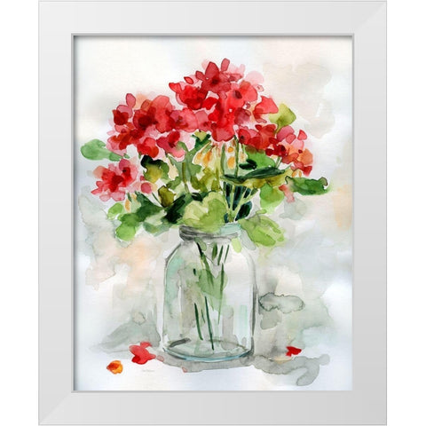 Summer Geranium II White Modern Wood Framed Art Print by Robinson, Carol