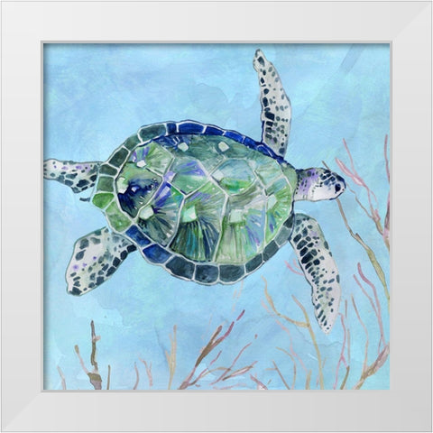 Sea Turtle I White Modern Wood Framed Art Print by Robinson, Carol