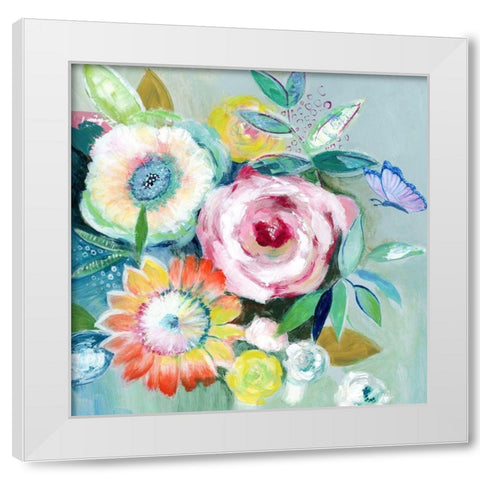 Happy Flowers II White Modern Wood Framed Art Print by Tava Studios