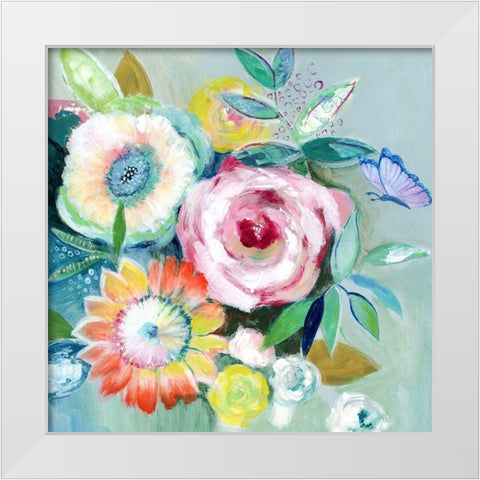 Happy Flowers II White Modern Wood Framed Art Print by Tava Studios