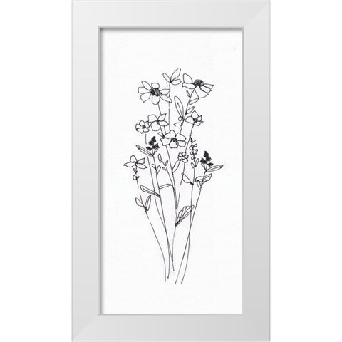 Wildflowers Sketch I White Modern Wood Framed Art Print by Swatland, Sally