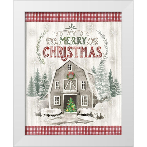 Christmas Barn White Modern Wood Framed Art Print by Knutsen, Conrad