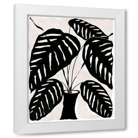 Black and White Potted Plant I White Modern Wood Framed Art Print by Santiago, Daniela
