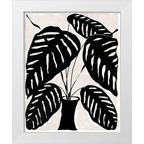 Black and White Potted Plant I White Modern Wood Framed Art Print by Santiago, Daniela