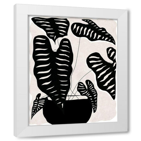 Black and White Potted Plant II White Modern Wood Framed Art Print by Santiago, Daniela