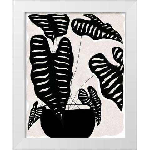 Black and White Potted Plant II White Modern Wood Framed Art Print by Santiago, Daniela