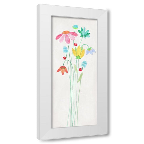 Whimsy Flowers I White Modern Wood Framed Art Print by Tava Studios