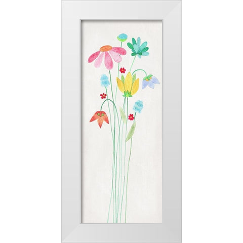 Whimsy Flowers I White Modern Wood Framed Art Print by Tava Studios
