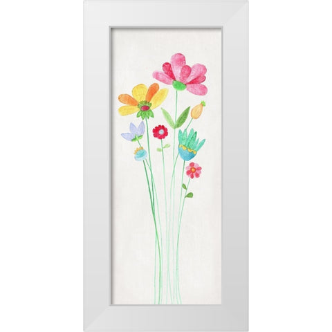 Whimsy Flowers II White Modern Wood Framed Art Print by Tava Studios
