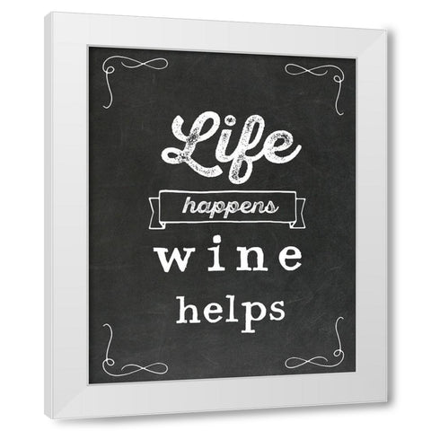 Wine Helps White Modern Wood Framed Art Print by Murray, Amanda